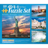 Bits and Pieces - 4-in-1 Multi-Pack Jigsaw Puzzles for Adults - US Landmarks Jigsaw Puzzle Set Bundle, Completed Puzzle Size: 16