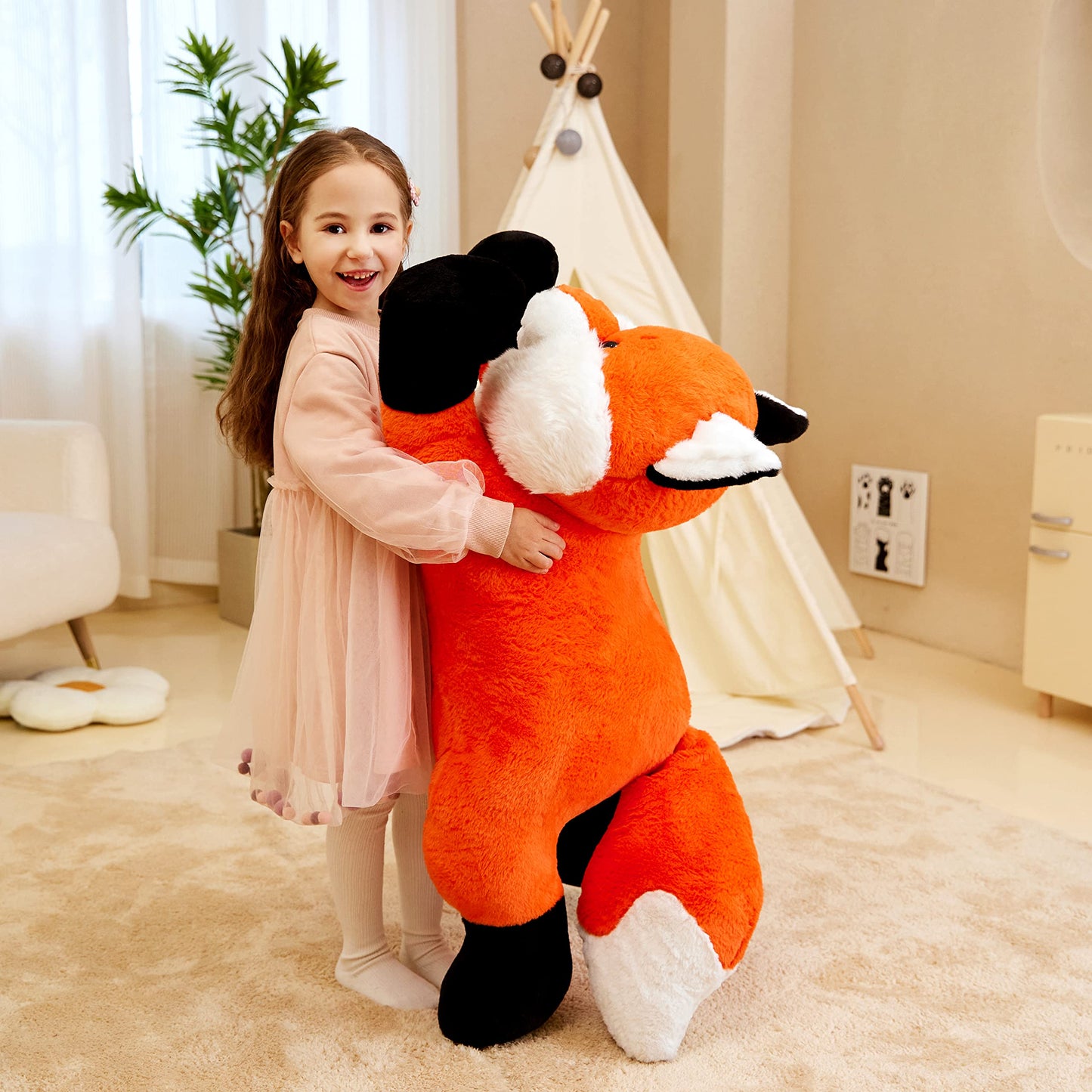 IKASA Giant Fox Plush Toy, 30" Soft Stuffed Animal for Kids, Polyester, Model 6636669