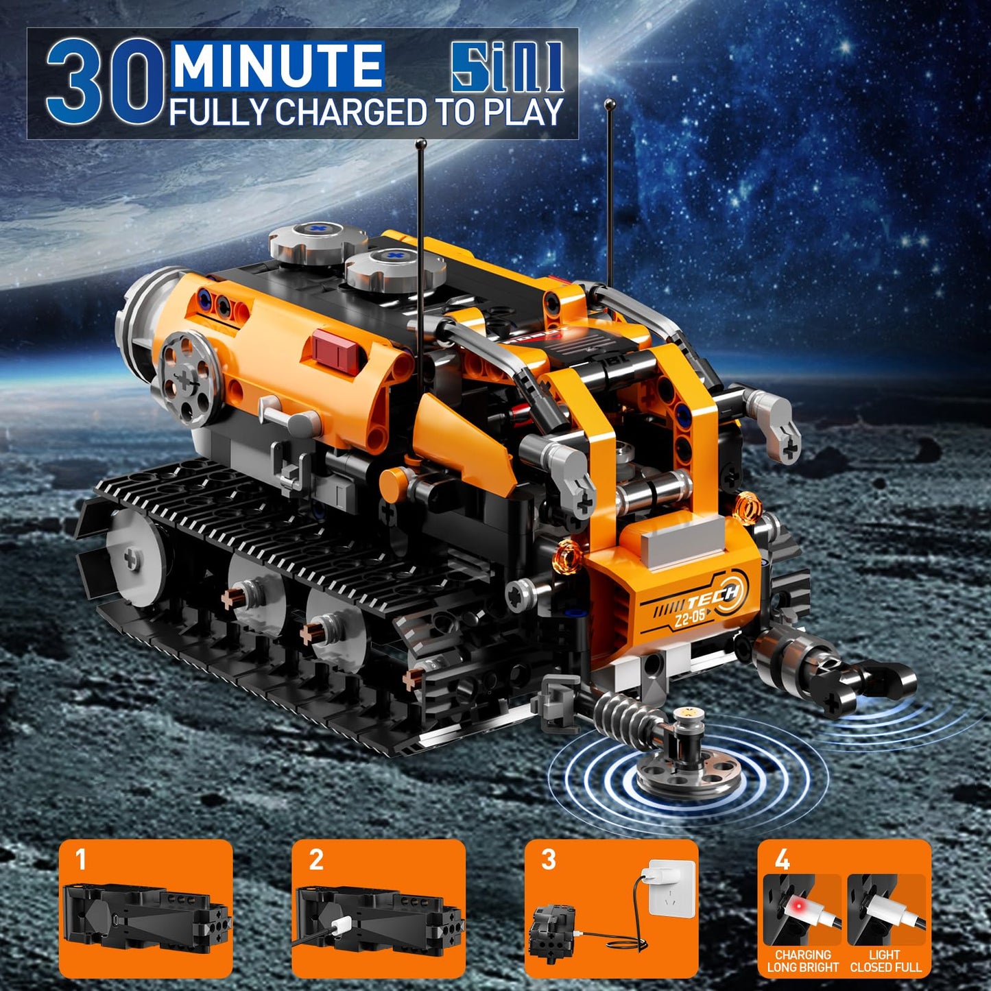 Stem Building Toys For Kids 6-12, 5In1 Remote & App Controlled Stem Robot Car Tank Building Kit, 600 Pcs Diy Educational Buildin