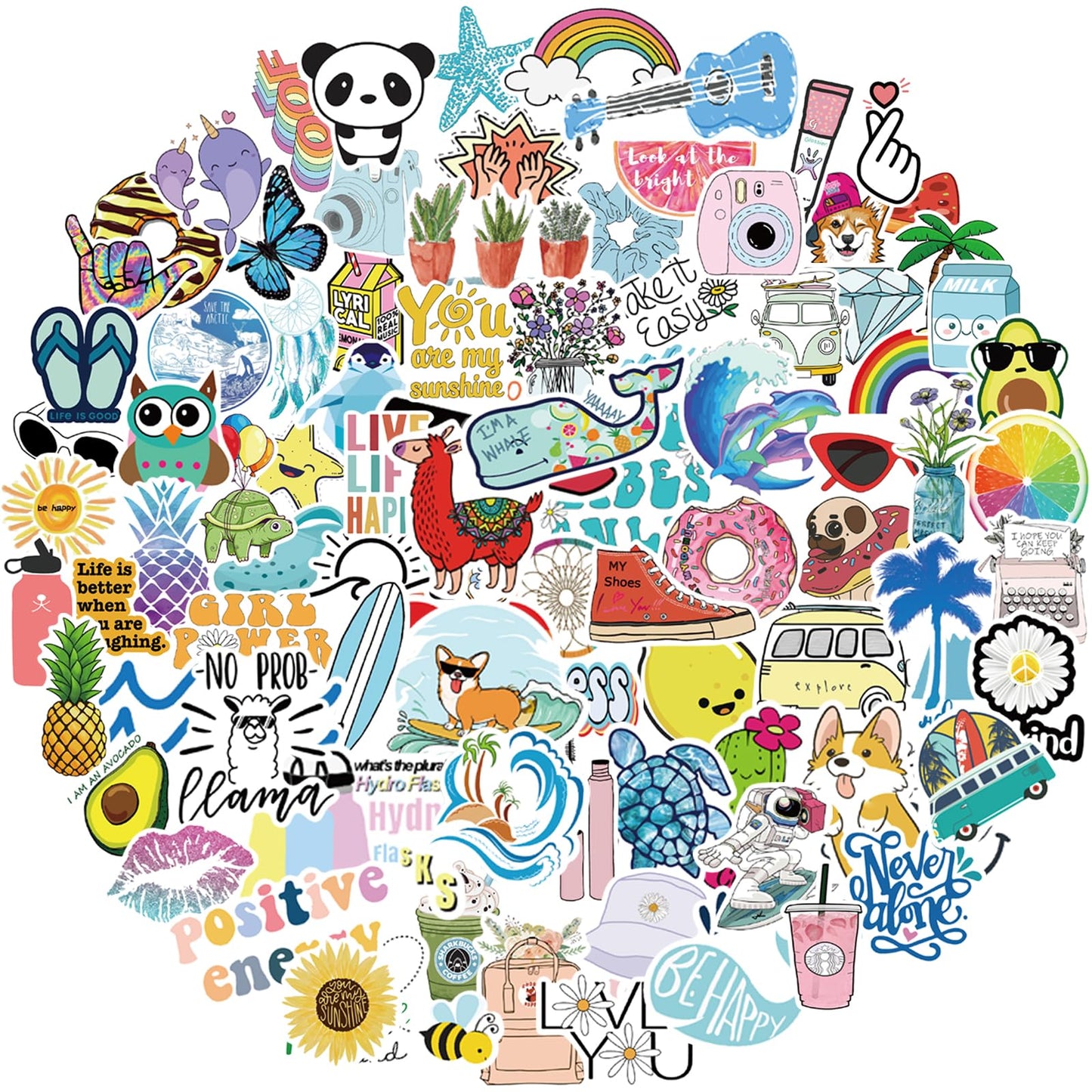 Bekayshad Stickers For Water Bottles, 100 Pack/Pcs Cute Vsco Vinyl Aesthetic Waterproof Stickers Laptop Hydroflask Computer Stickers For Teens Kids Girls