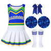 ZapLute Cheer Outfits for Girls Cheer Uniform Costume Set with Pom Poms Bow and Socks for Halloween School Spirit Day Dress Up Ages 5 to 12