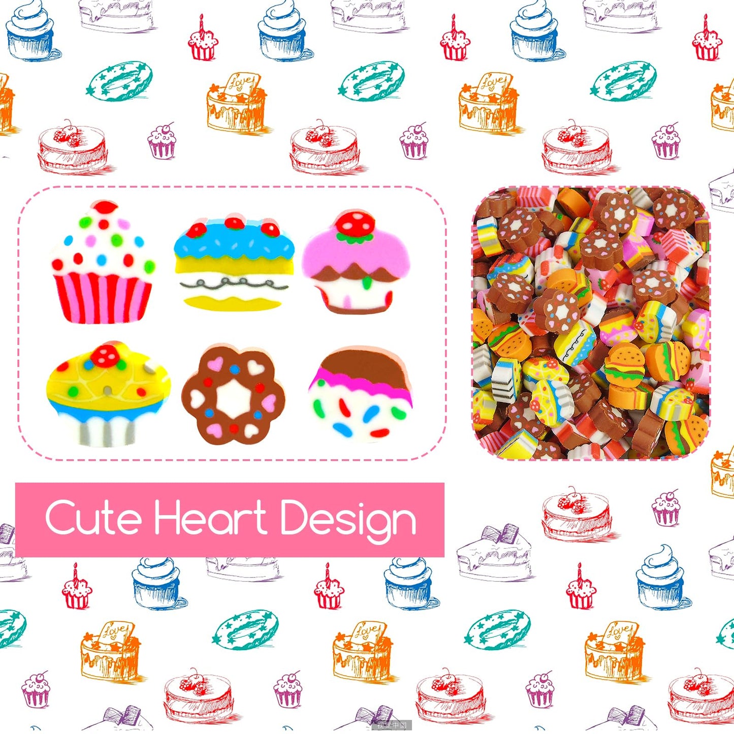 300 Pieces Mini Cupcake Eeasers For Kids Bulk, Mini Cute Kids Pencil Erasers Assortment Novelty Eeasers For Party Favor, Home Sc