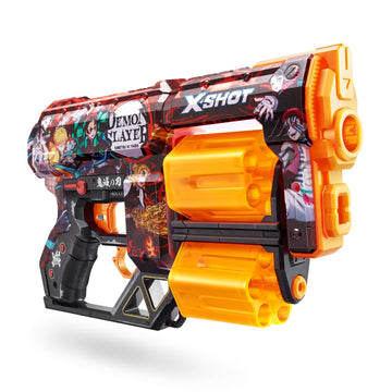 X-Shot XSHOT Skins Dread Blaster - Demon Slayer Skin by ZURU Demon Slayer Design with 12 Darts, Double Rotating Barrels, Air Poc