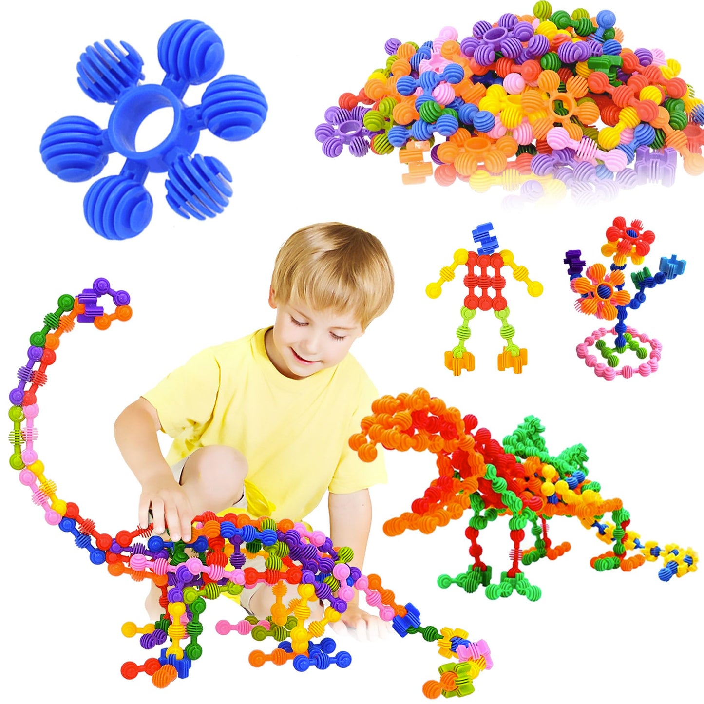 Kids Building Blocks Stem Toys, 120 Pcs Plastic Gear Interlocking Sets That Bends - Safe Material - Toddler Educational Toy For Girls And Boys Aged 3+