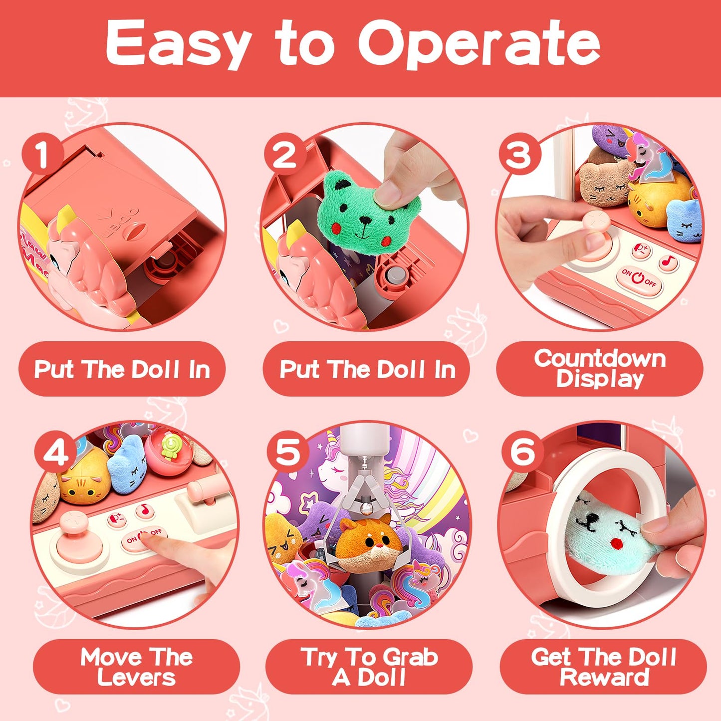 Aiqi 35 PCS Kids Claw Machine, Mini Candy Vending Grabber, Prize Dispenser Toys for Girls and Boys, Electronic Claw Game Machine