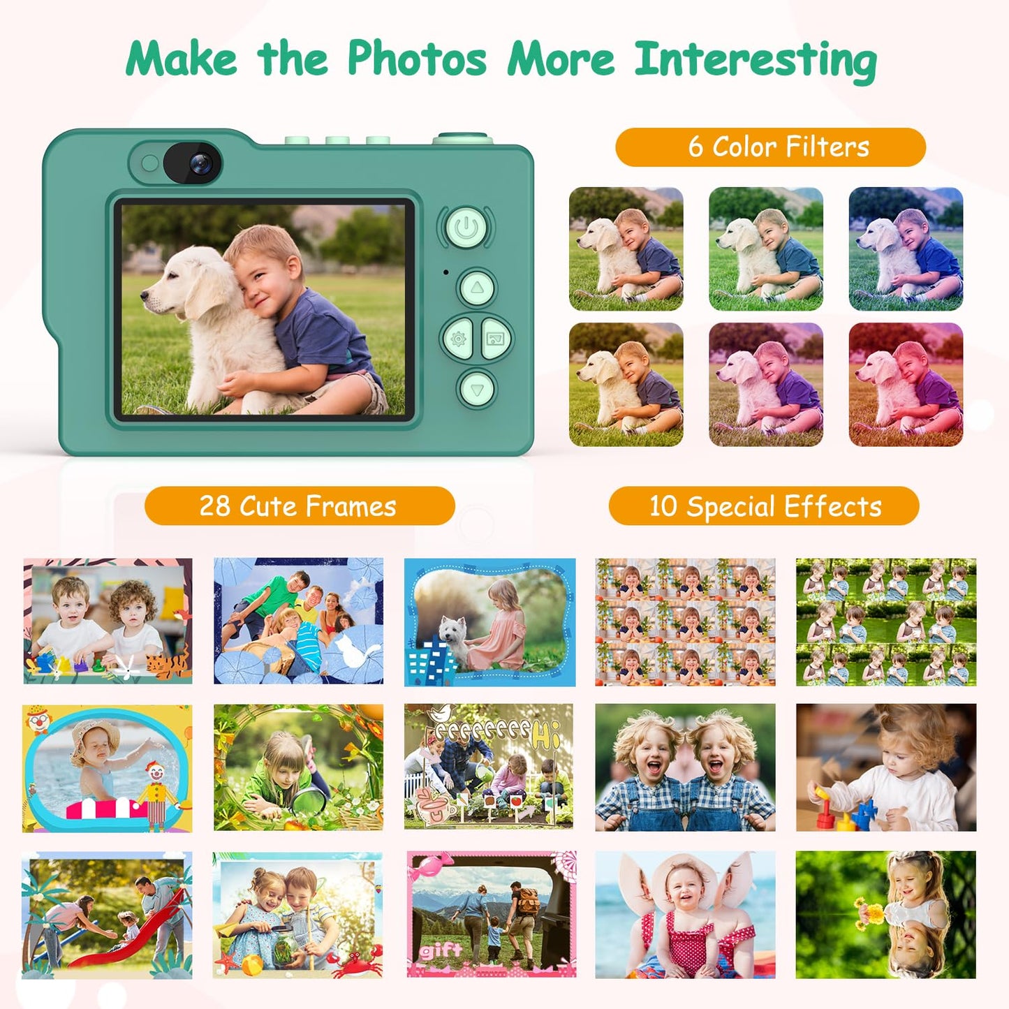 Waayu Kids Camera, 1080P Hd Digital Video Selfie Camera For Boys And Girls, Christmas Birthday Toy Gifts For 3 4 5 6 7 8 Years O