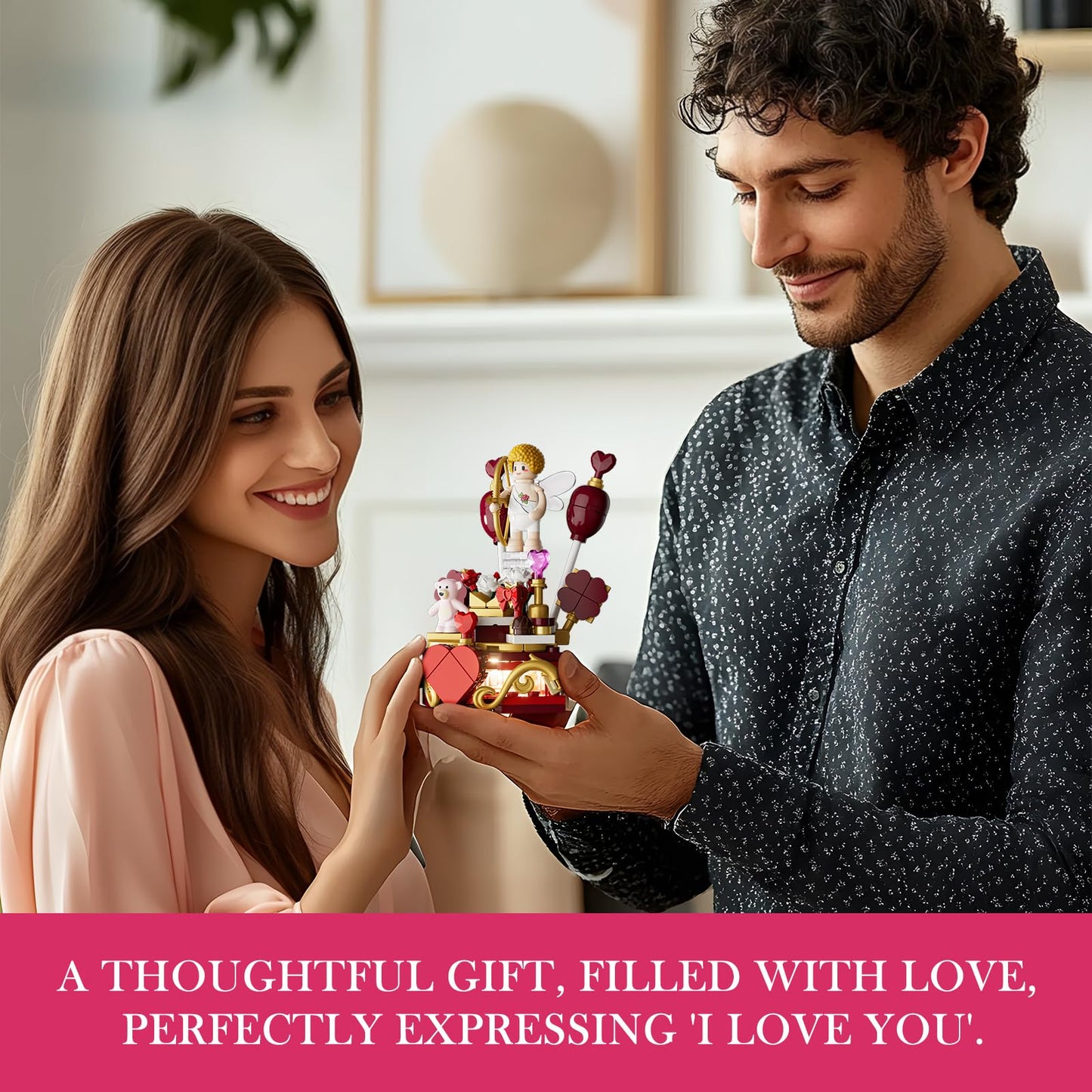 Funwhole Cupid'S Gift Box Lighting Building Bricks Set - Great Valentine'S Day Love Decoration Minifigure For Romantic Couples C