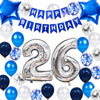 JumDaQQ 26th Birthday Party Decoration - Blue Star Foil Balloons & Confetti Supplies for Men