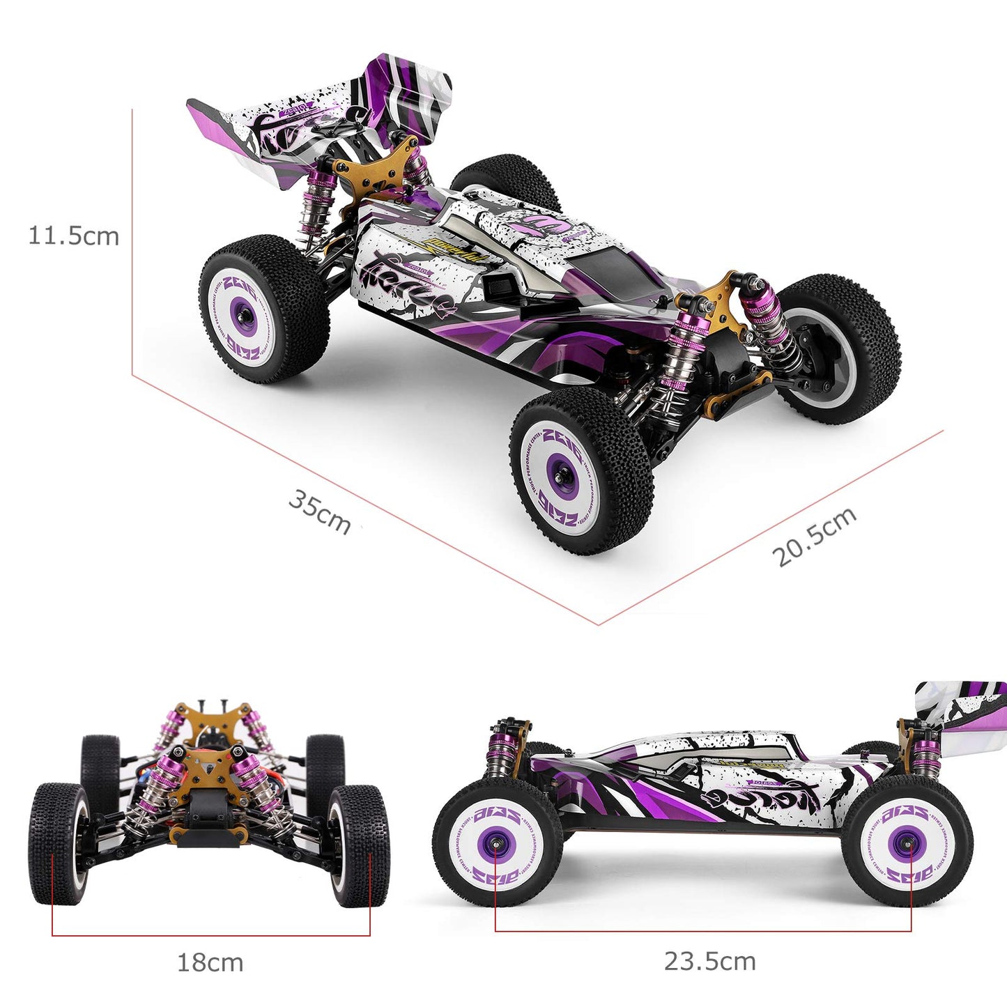 GoolRC WLtoys 124019 RC Car, 1/12 Scale 2.4GHz 4WD 60km/h High Speed Racing Buggy Drift Car RTR, Aluminum Alloy Chassis, Zinc Al