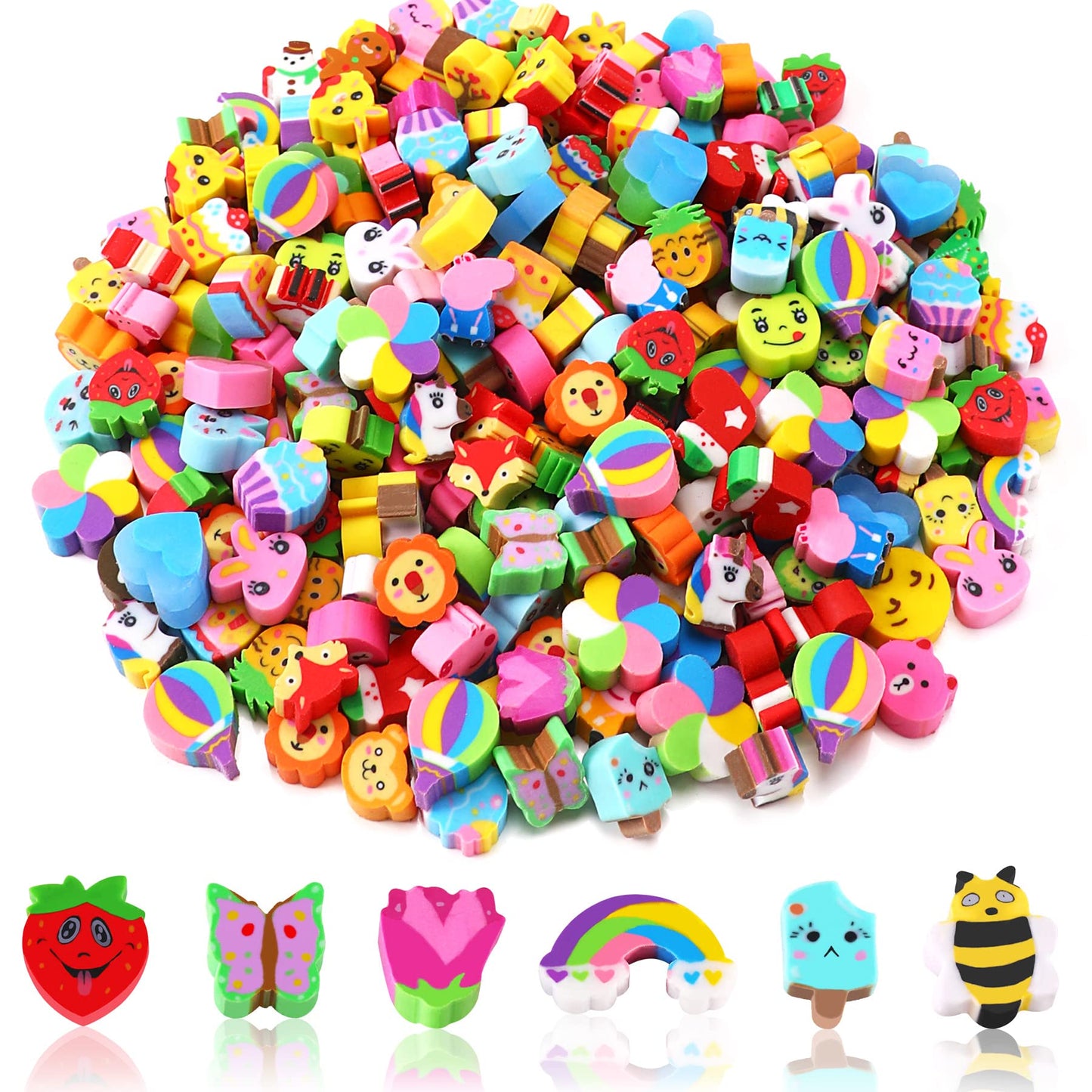 150 Pieces Mini Erasers for Kids Bulk Novelty Animal Erasers for Students Homework School Classroom Rewards Prizes,Party Favors