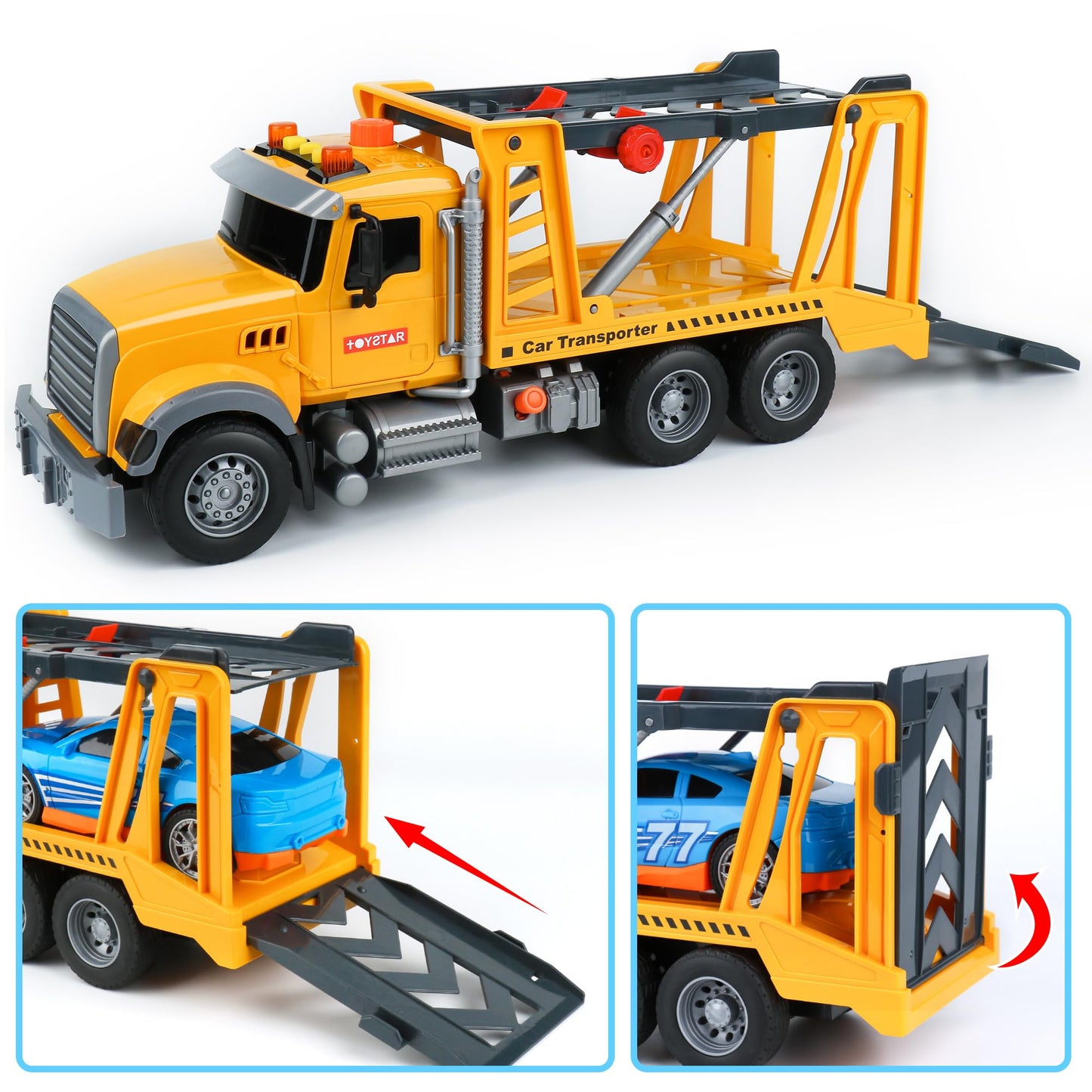 Dwi Dowellin Toy Truck Transport Cars Carrier with Racing Car for Kids Toddlers,Birthday Gifts for Boy Toddler Child 3 4 5 6 Yea