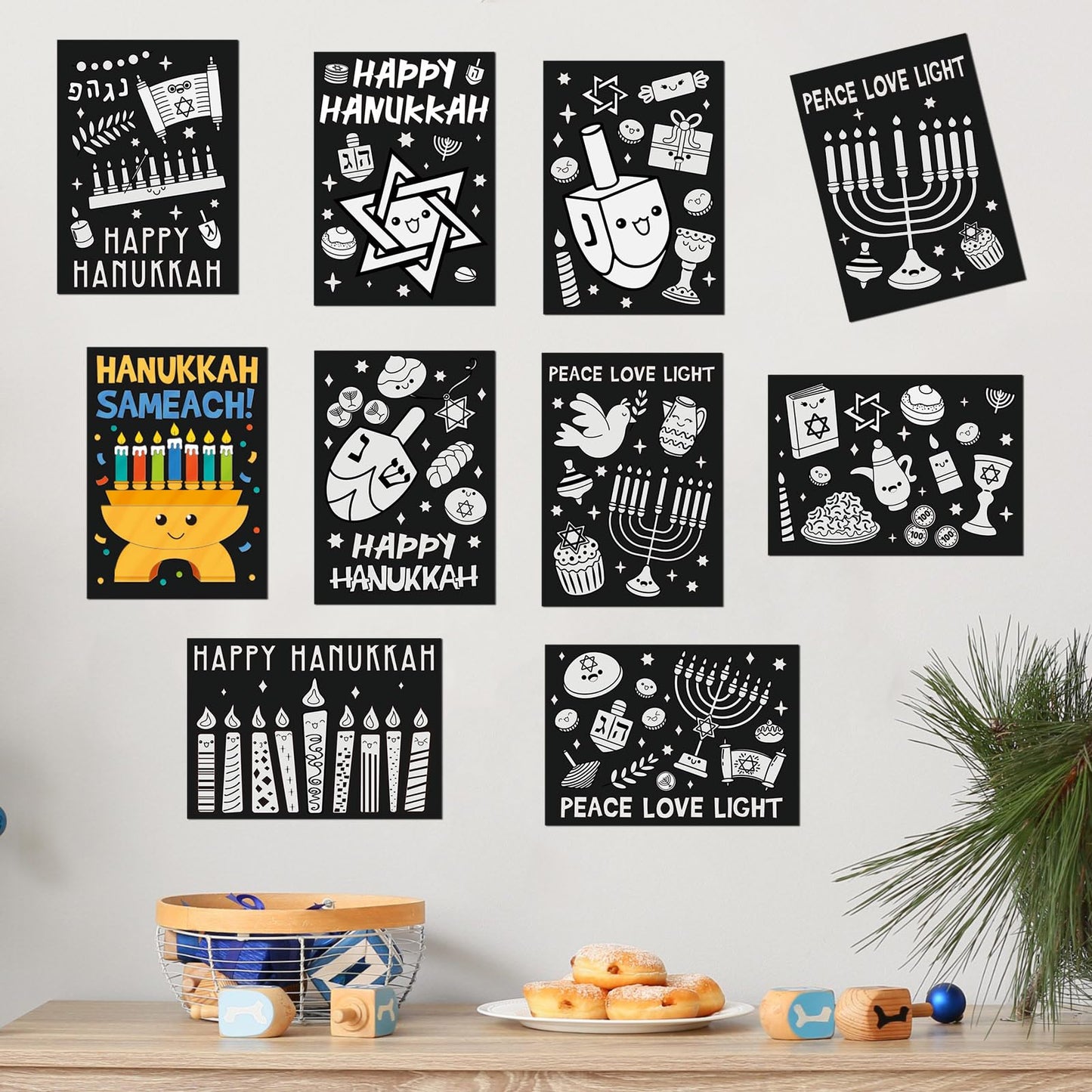 Zhanmai 30 Pcs Color Your Own Funny Winter Posters DIY Winter Crafts Bulk Color Santa Claus Snowflakes Gingerbread Man Elk Poste