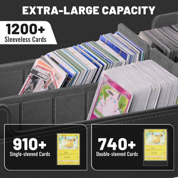 NUMINA MTG Deck Box - Magnetic Trading Card Storage for 1200+ Sleeveless Cards 2-Row Velvet Lining Case with Dividers & Card Supporters - Fits MTG TCG Sports Cards