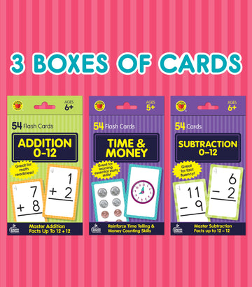 Carson Dellosa Time And Money, Addition And Subtraction Flash Cards, 3 Sets Of Mathematics Flashcards, Math Games For Kids 5-7, Hands-On Learning Resources