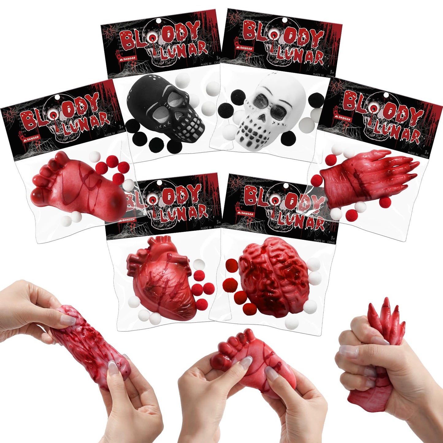6PCS Halloween Squishy Kit, Squishys Fidget Toys for Kids, Halloween Fufu Squeeze Squishy Pack, Big Squishies Toys for Stress Re
