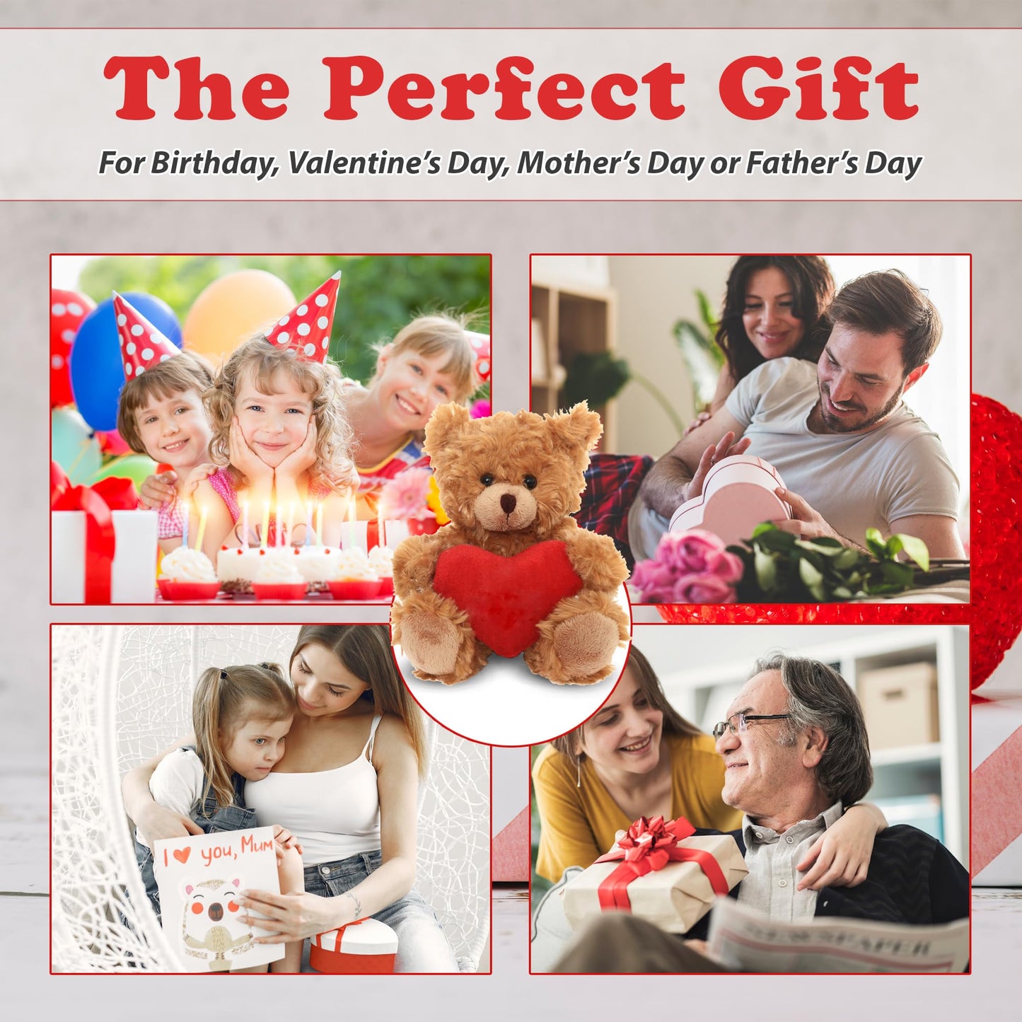 Plushland Mocha Teddy Bear With Customized Message On Embroidered Heart, Stuffed Animal Plush Toys - Valentine Personalized Gift