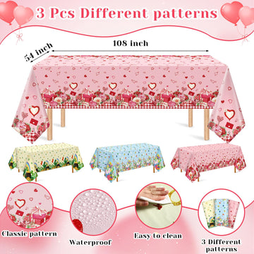 Oudain 3 Pcs St Patricks Day Tablecloth Plastic 54 X108 Inch Disposable Clover Table Cover Easter Egg Table Cloth Waterproof Ta