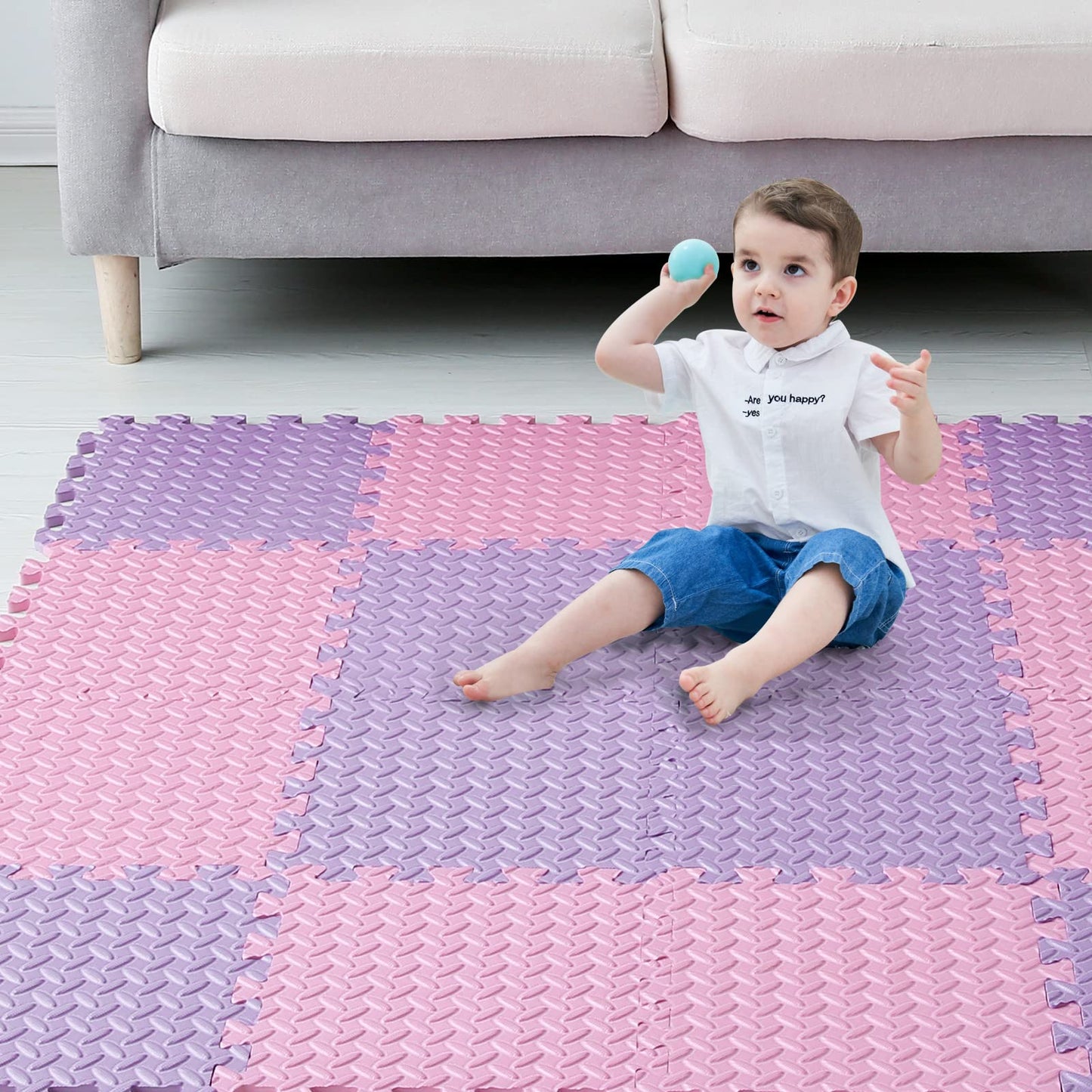 Tamiplay Foam Floor Mats For Kids, 12 X 12 Inch 16 Tiles 0.4' Thickness Foam Play Mat, Non-Toxic Square Interlocking Floor Mats Rubber Baby Play Mat For Toddlers(Pink/Purple)