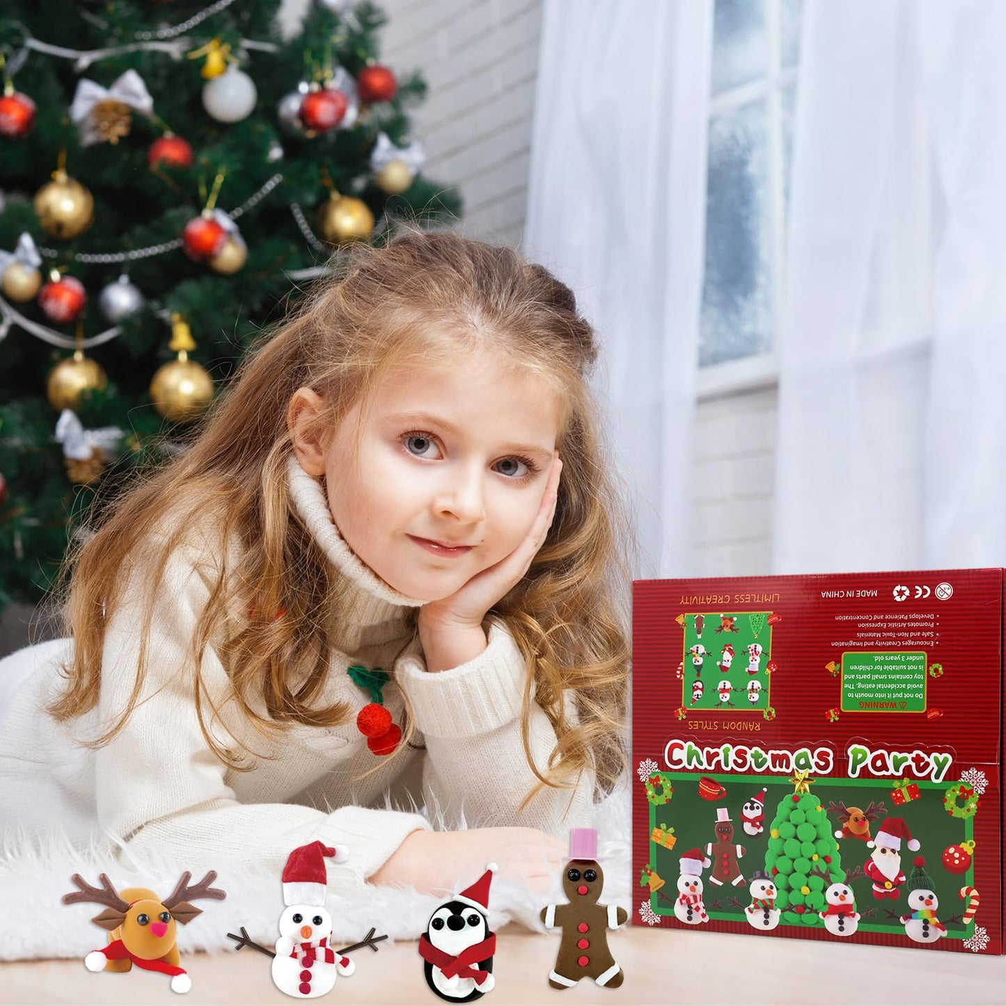 ISKIHO 9 Pack Christmas Snowman DIY Crafts Kit,Christmas Crafts for Kids,Build a Snowman Gingerbread Man,Santa,Penguins,Elk & Ch