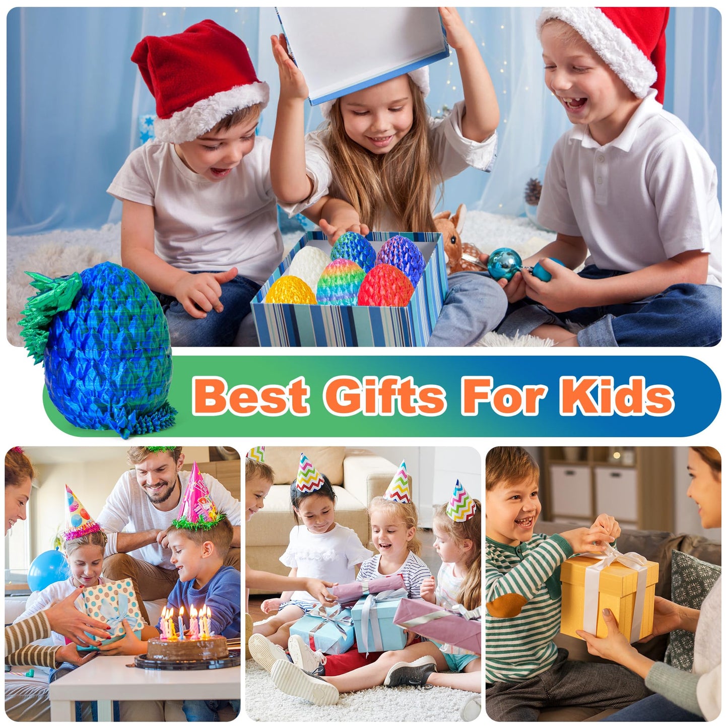 ONEVIVE Dragon Eggs with Dragon Inside 3D Printed Mystery Dragon Egg Articulated Crystal Fidget Toy for Kids mature-themeds Women Men Funny Gift Desk Decor(Green)