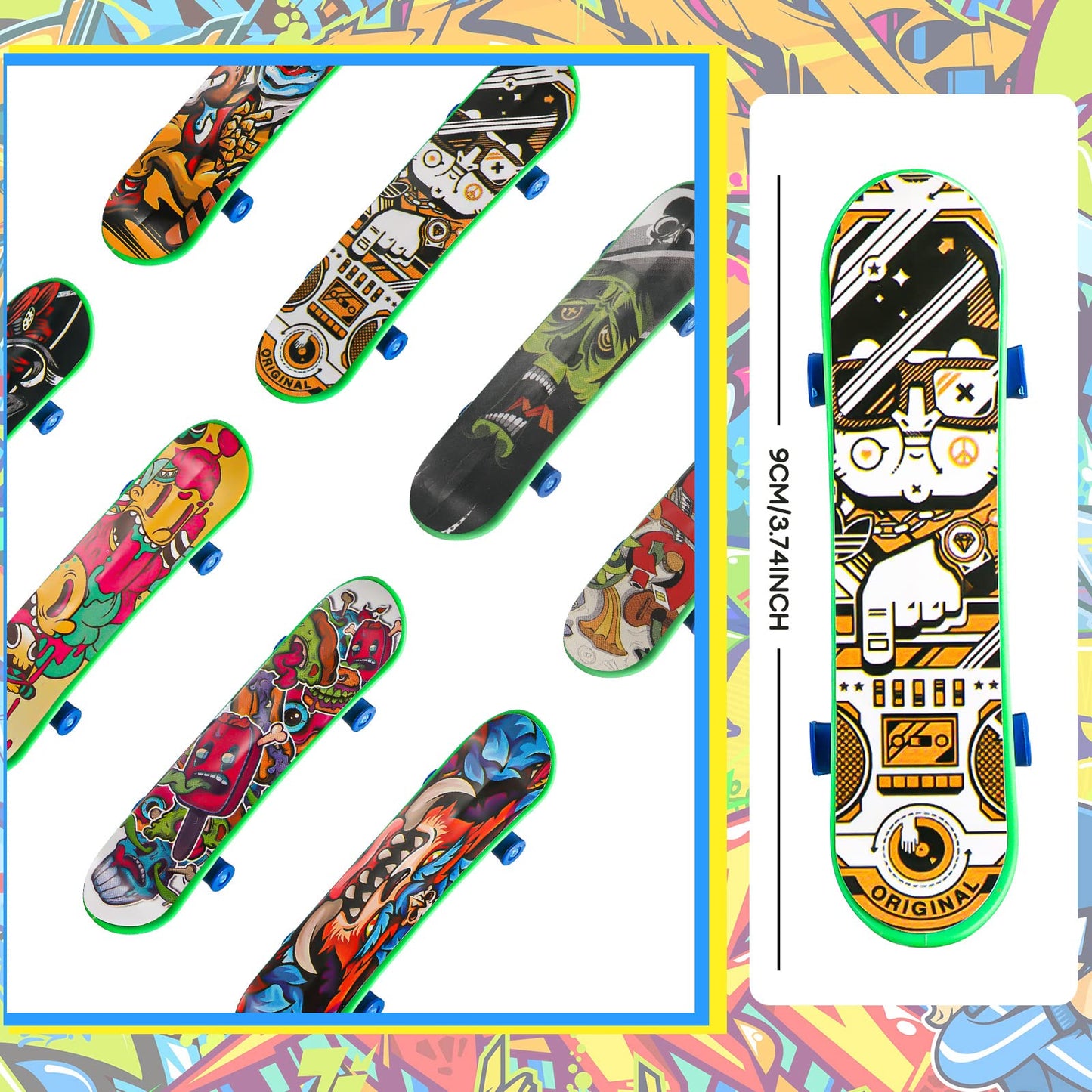 Sosation 18 Pcs Mini Finger Skateboard Christmas Party Gift Favors Mini Skateboards Novelty Fingerboard Decorations Fingertips M