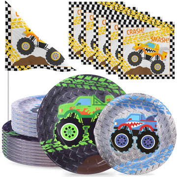 Monster Truck Party Plates And Napkins Monster Truck Party Decorations Monster Truck Party Favor Monster Truck Party Supplies Se
