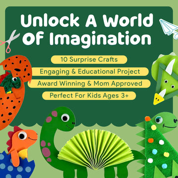 Mumaloo Dinosaur Craft Box - 10 Creative Arts and Crafts for Kids Ages 4-8, Fun, No Mess, Educational, Toddler, Preschool & Home