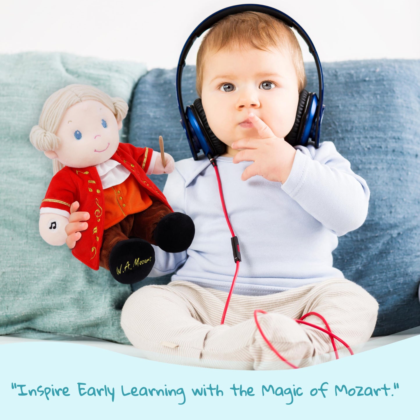 June Garden Soothing Music Sweet Dolly Amadeus Mozart - Master Of Classical Music - Interactive Music Playing Stuffed Ultra Soft