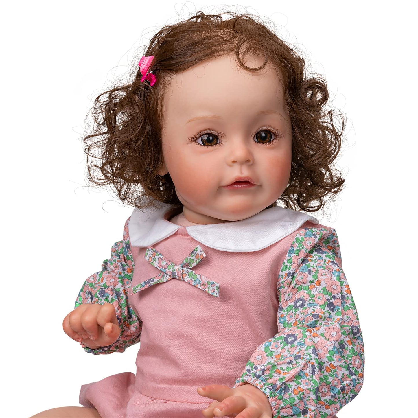 Reborn Doll Clothes 22 Inch Toddler Girl Outfits Accesories Matching Clothing Pink Floral Jumpsuit For 22-24 Inch Reborns Toddler Doll