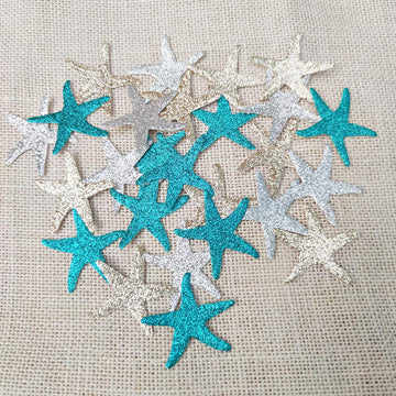 Mybbshower Glitter Paper Starfish Confetti for Birthday Party Table Scatter Beach Theme Party Wedding Decorations DIY Crafts Pac