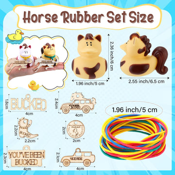 Hungdao 24 Sets Horse Rubber Duck 2.36 Inch Bucking Horse Ducks with Youve Been Bucked Tags Horse Duck Bath Toy Tags for Hiding