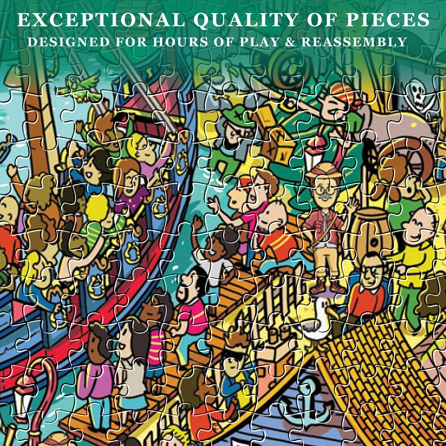 Jigsaw Puzzles For Adults, 1000 Pieces Pirate Park Puzzle, Cartoon Painting Challenging Puzzles For Family Activity Game Nights Gifts Fidget Stress Relief