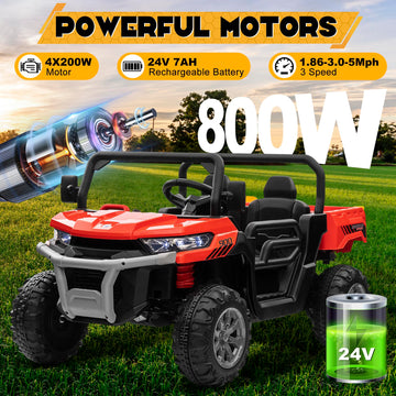 ANRLI 24V 4WD Ride on Car Dump Truck w/4X200W Motor, Gift Flower, 2.4G Remote Control, Bluetooth Music, LED Light, 24 Volt Ride