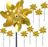Battife Golden Pinwheels For Garden, 10 Pack Reflective Wind Spinner To Scare Birds Away, Sparkly Pinwheel Deterrent, Outdoor Go