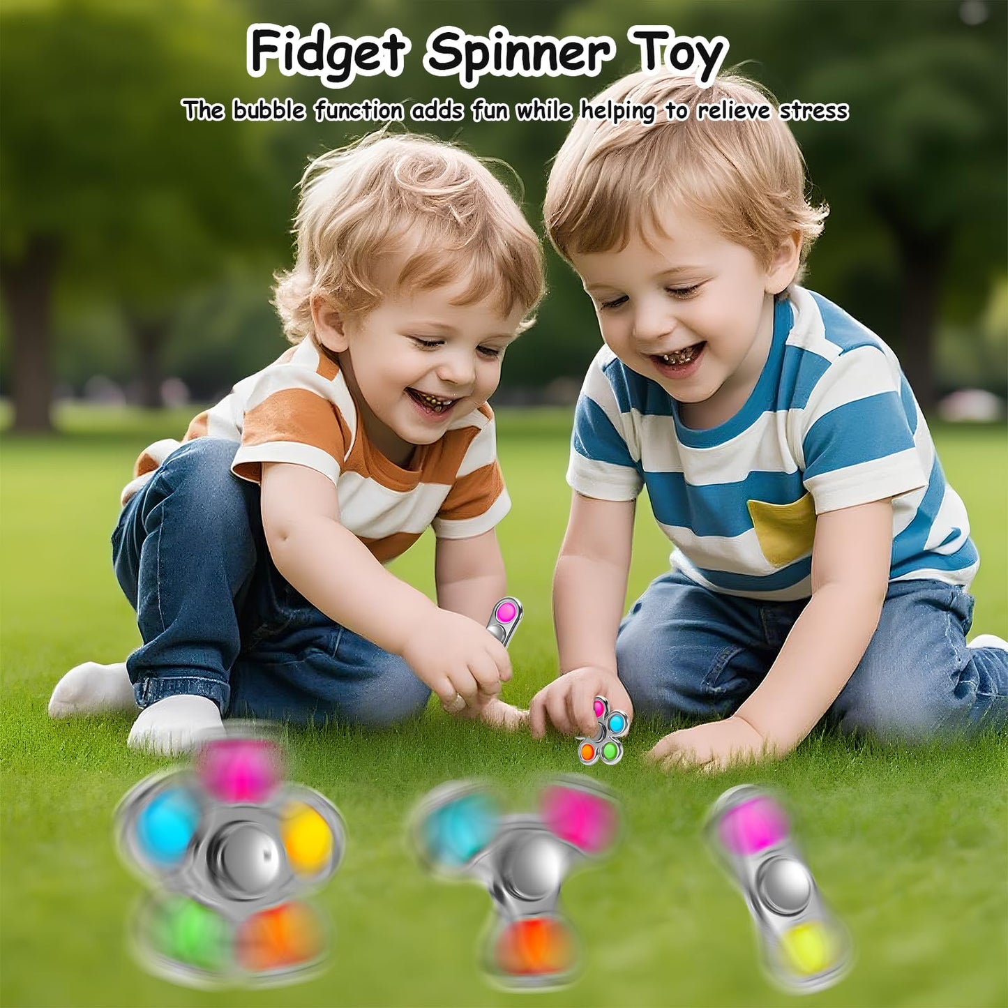 FIGROL Fidget Spinner 3 Pack Pop mature-themed Fidget Toys for mature-themed Anxiety Relief Spinners for Teen Boys Kid Birthday Gifts Prize Halloween Party Favor & Goodie Bag Fillers(Silver)
