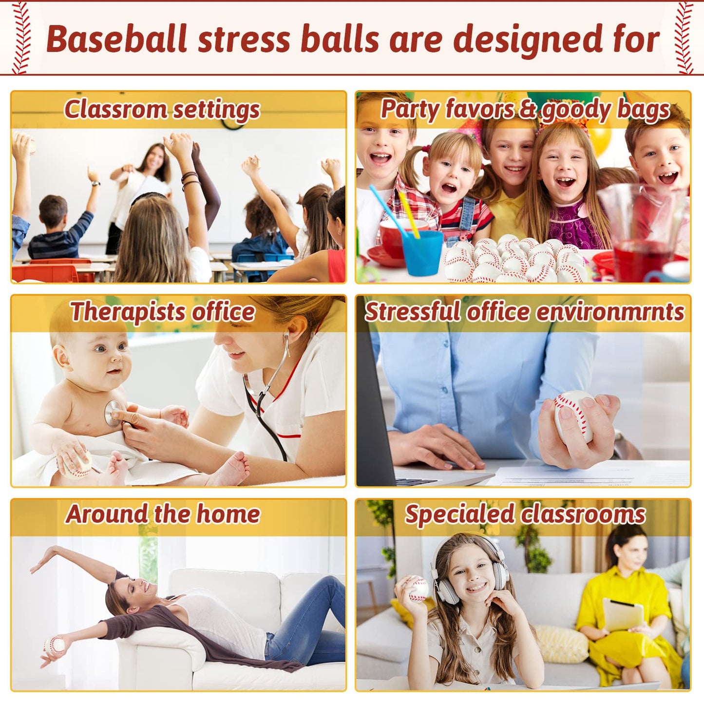 Lovestown 20Pcs Baseball Stress Balls, 2.5Inch Mini Foam Baseballs Mini Sports Squeeze Balls Soft Baseball Toys For School Carnival Reward Sports Theme Party
