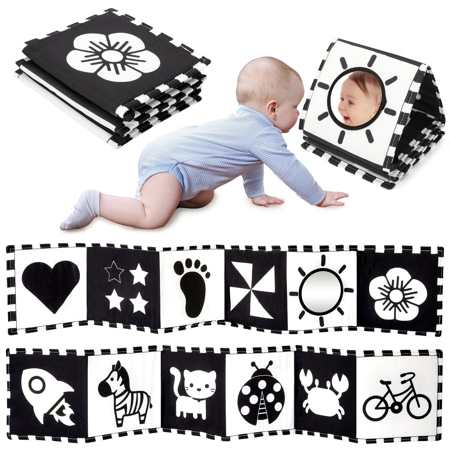 Urmywo Black And White Baby Toys 0-3 Months, High Contrast Newborn Toys 0-3 Months Brain Development, Tummy Time Toys, Soft Baby