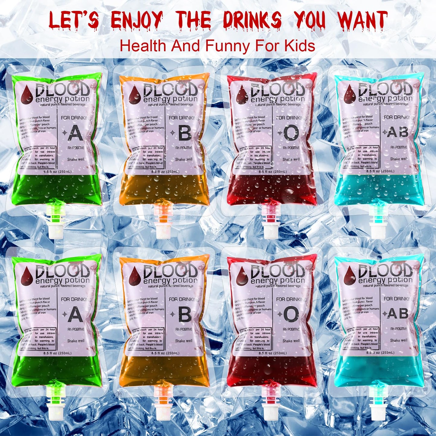 Nuenen 200 Pcs Halloween Blood Bags For Drinking, Vampire Party Drinking Pouches, Juice Puree Bag Reusable Energy Drink Containe