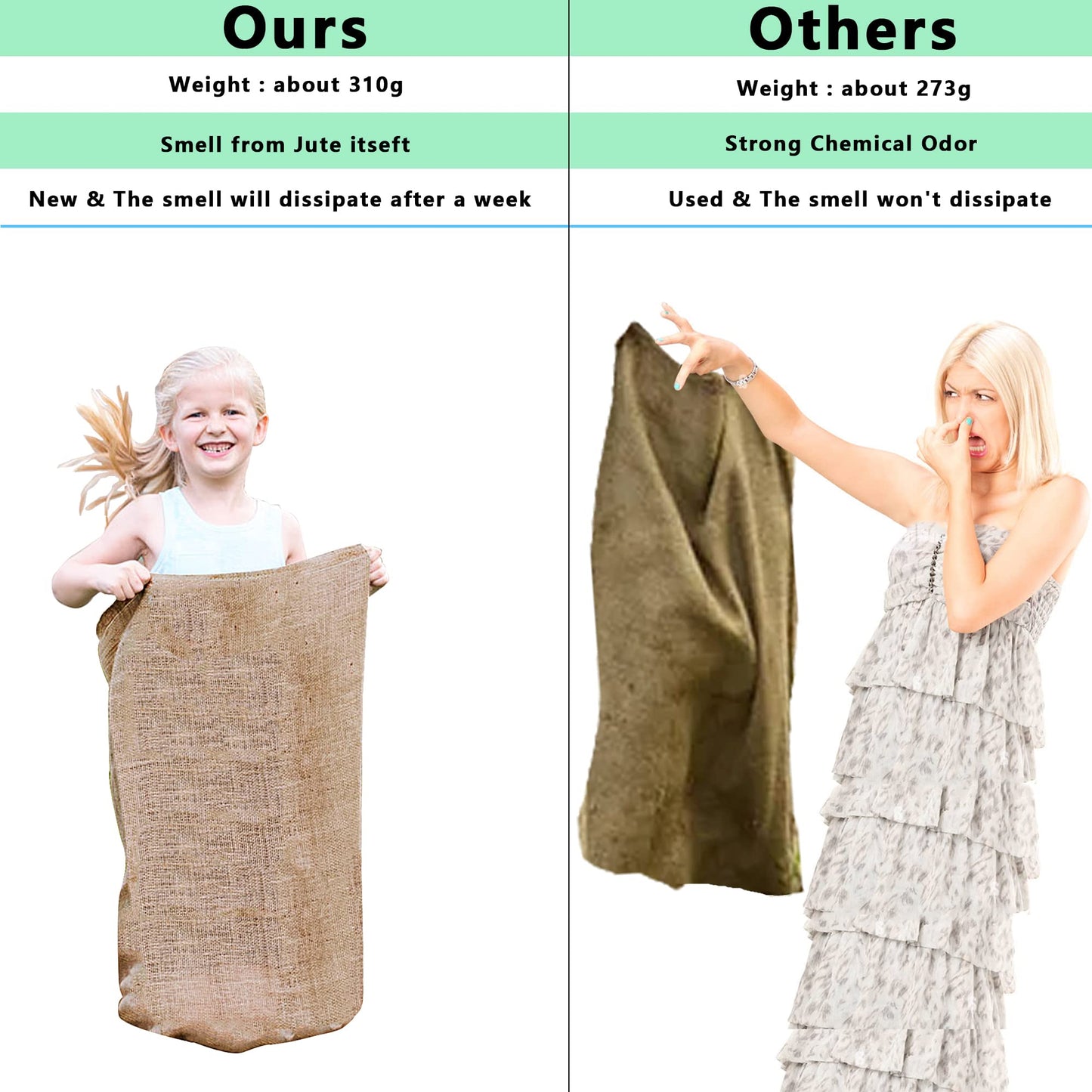 Alytree 8 Pack Burlap Potato Sack Race Bags, 24''X40'' Outdoor Lawn Games For Kids & Adults, Outside Yard Games For Birthday Par