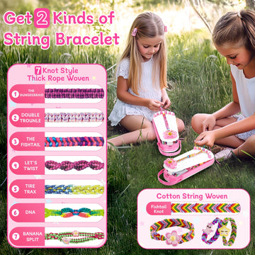 Friendship Bracelet Making Kit for Girls-DIY Bracelets Maker Art & Craft Kits for Kids-Jewelry String Braiding Set Toys for Age