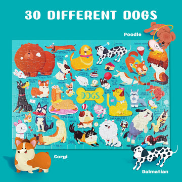 Toi Dog'S Family Puzzle For Kids Ages 3-5, 200 Pieces Dogs Jigsaw Puzzles For Toddlers With Dog-Shaped Gift Box, Preschool Learn