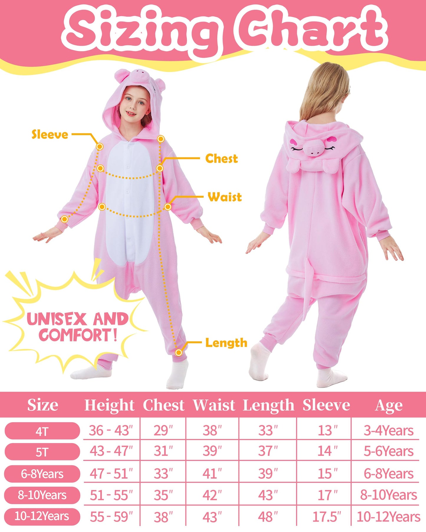 Canasour Pig Onesie Kids Halloween Cosplay Costume Girls One Piece Pjs Anime Unisex Hoodie Pajamas Pink For 4T Boys Party Pyjama