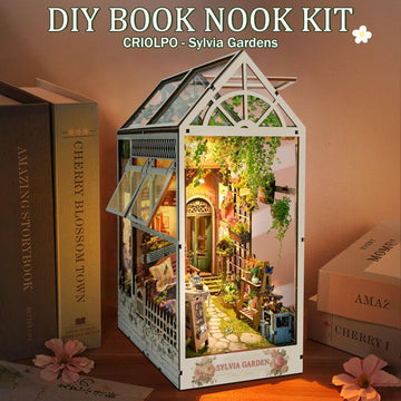 Criolpo Diy Book Nook Kit - 3D Wooden Puzzle Miniature With Led Lights, Diy Doll House Book Nook Ideal For Bookshelf Decor And H