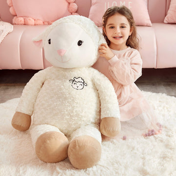 Ikasa 30' Giant Sheep Stuffed Animal - Jumbo Soft Kawaii Plush Toy For Kids & Girlfriend (White)