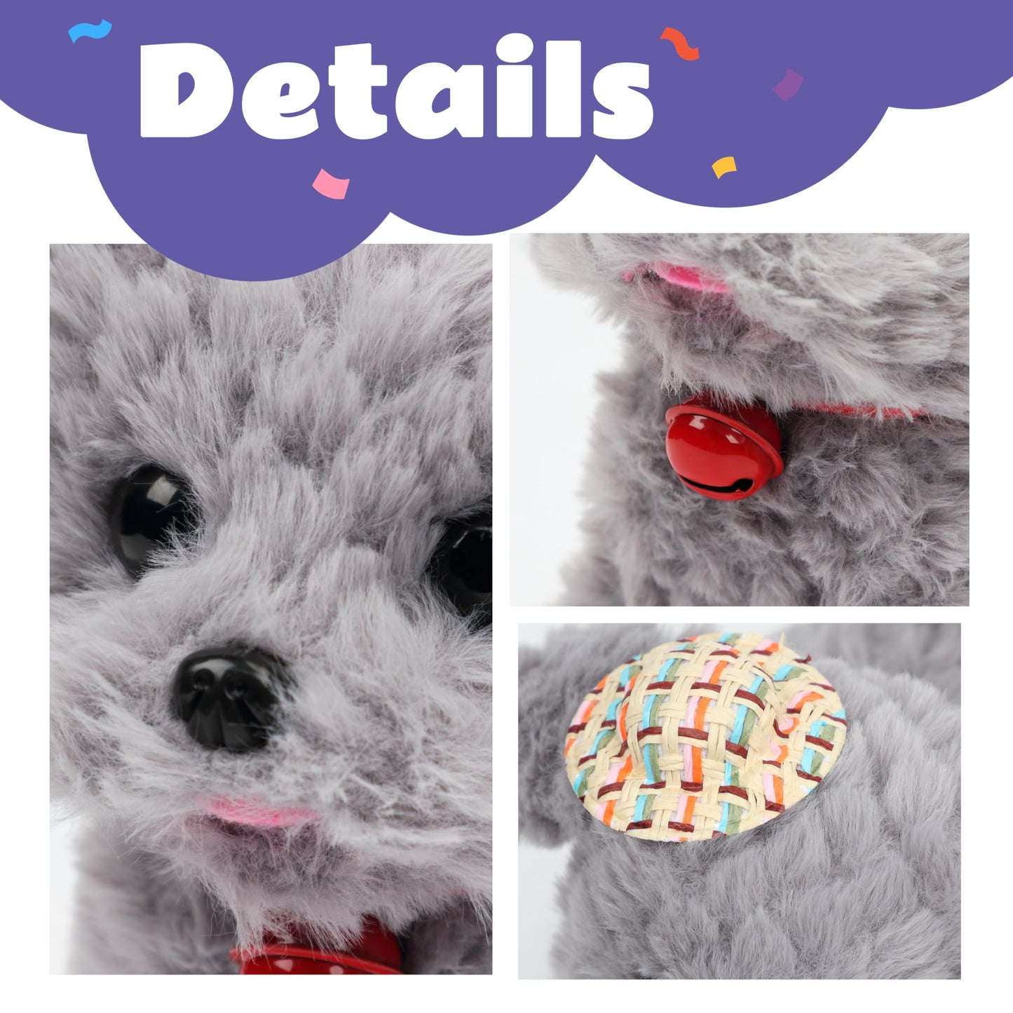 Cuteoy Walking Grey Dog Stuffed Animal Talking Wagging Nodding Educational Plush Puppy Toy Electric Interactive Animated Plushies For Girls Boys Birthday