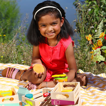 B. toys- Little Foodie Groups- Pretend Play Wooden Play Food - Food Group Crates - 24 Play Kitchen Accessories - Educational Toy