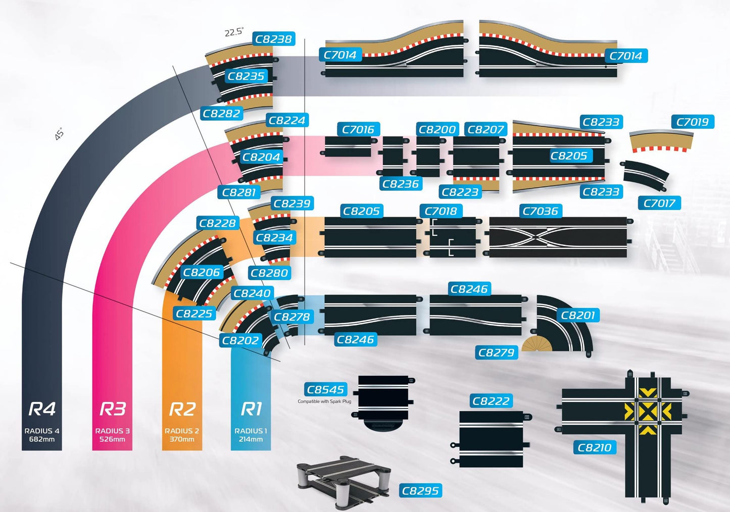 Scalextric C8278 Track Radius - 22.5 Degrees Curve