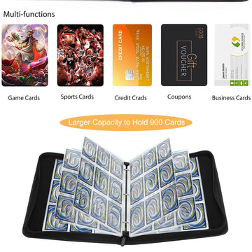 Fweel Trading Card Binder Deluxe enhanced 9-Pocket Album with 900 Pockets Ideal Card Storage for Boys and Girls Collection Binder Book Case Card Enthusiasts(Black)