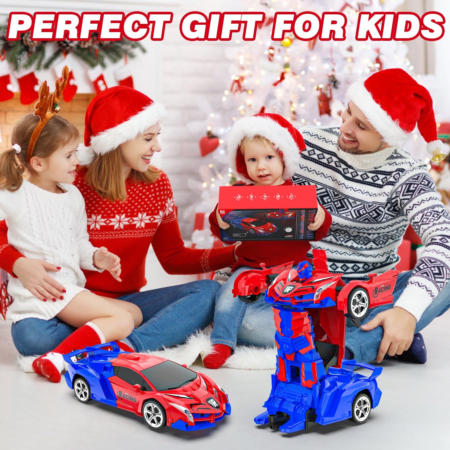 Transform Remote Control Car for Boys 4-7 8-12, 1:18 Scale Rc Cars for Boys Age 3-5 4-7, One-Button Deformation 360 Rotation Rob