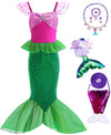 bibeikele Girls Mermaid Costume Dress UP Outfit Kids Cosplay with Necklace Mermaid Bag Hairpin 2-3Years(FCFK9-100)